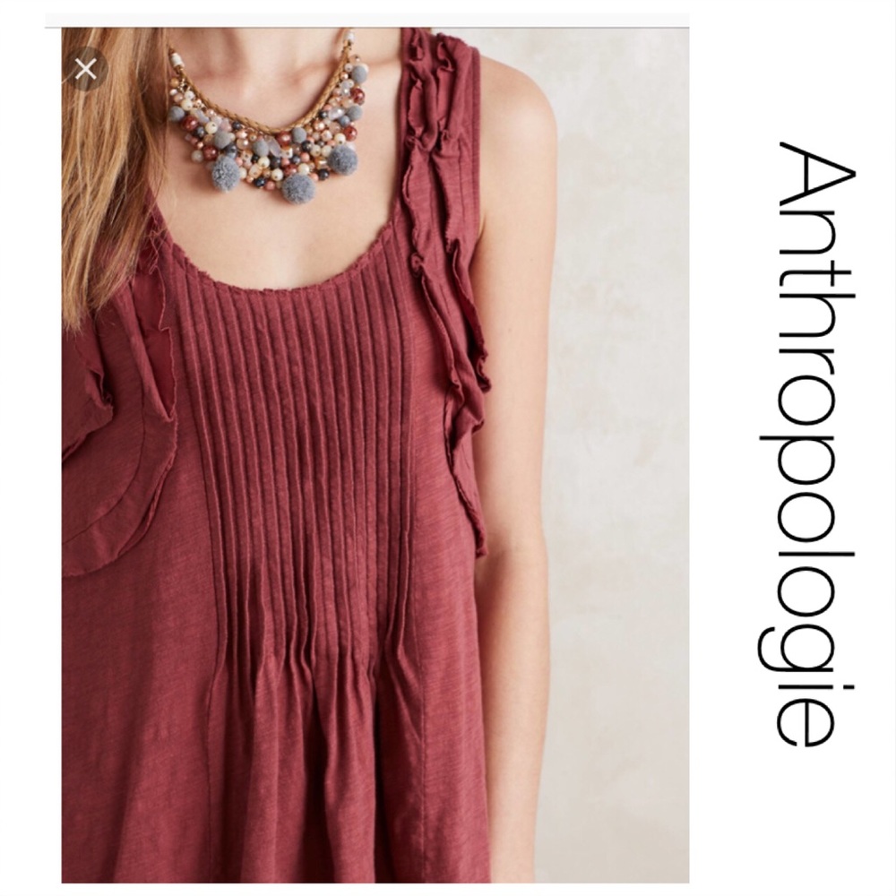 Anthropologie Deletta Red Ruffle Tank S